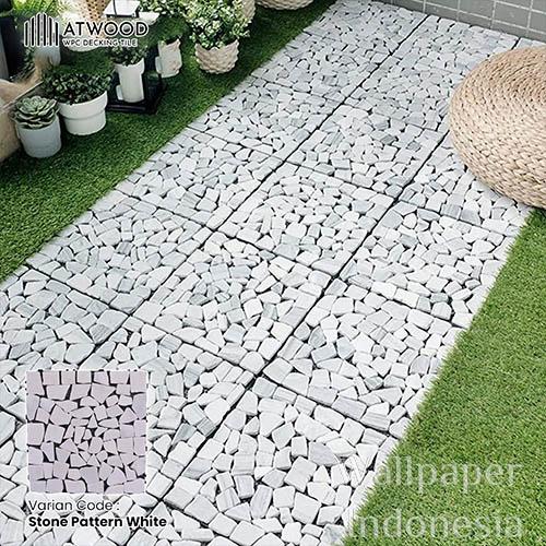 Decking Tile - Stone Pattern White